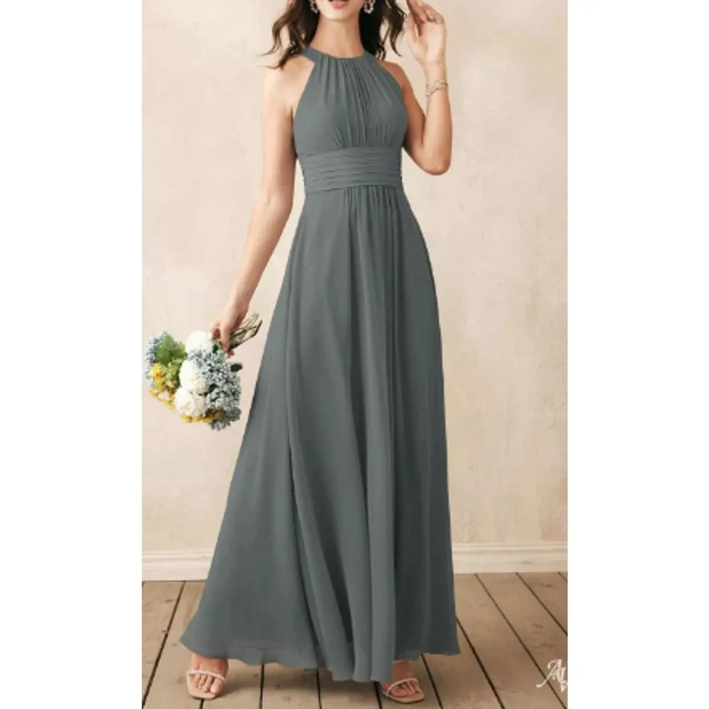 Aw Bridal | Dresses | Aw Bridal 2 L Grey Dorian Chiffon Wedding Guest  Formal Party Maxi Dress New B41 | Poshmark